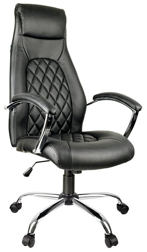 Кресло руководителя Helmi HL-E24 "Iсon", экокожа черная, хром - фотография № 1