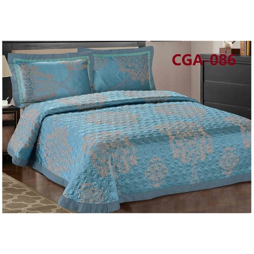 Покрывало жаккардовое с наволочками CGA-086 Retrouyt (бирюзовый), 240x260