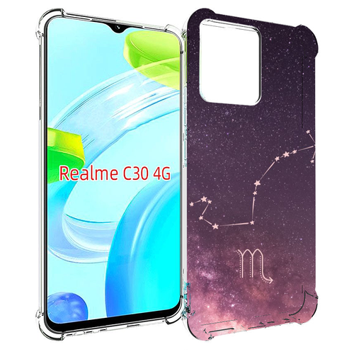 Чехол MyPads знак зодиака скорпион 4 для Realme C30 4G / Narzo 50i Prime задняя-панель-накладка-бампер чехол mypads знак зодиака весы 2 для realme c30 4g narzo 50i prime задняя панель накладка бампер