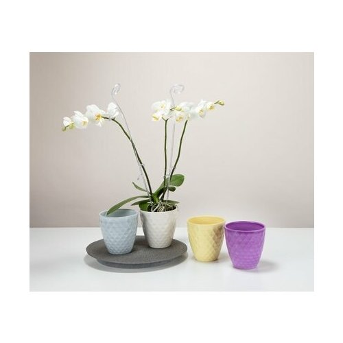 Кашпо керамическое 632 желтое D14.