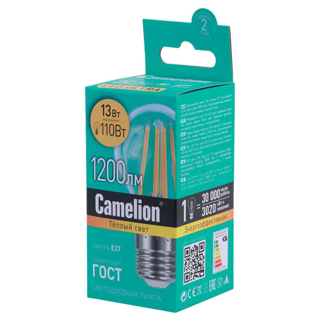 Camelion LED13-A60-FL/830/E27 Эл.лампа светодиодная 13Вт 220В 13716