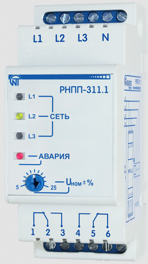 Реле напряжения, перекоса и последовательности фаз РНПП-311.1 / 3425601311.1