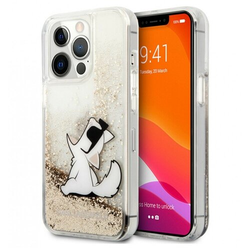 Чехол CG Mobile Karl Lagerfeld Liquid glitter Choupette Fun Hard для iPhone 13 Pro Max, цвет Золотой (KLHCP13XGCFD)