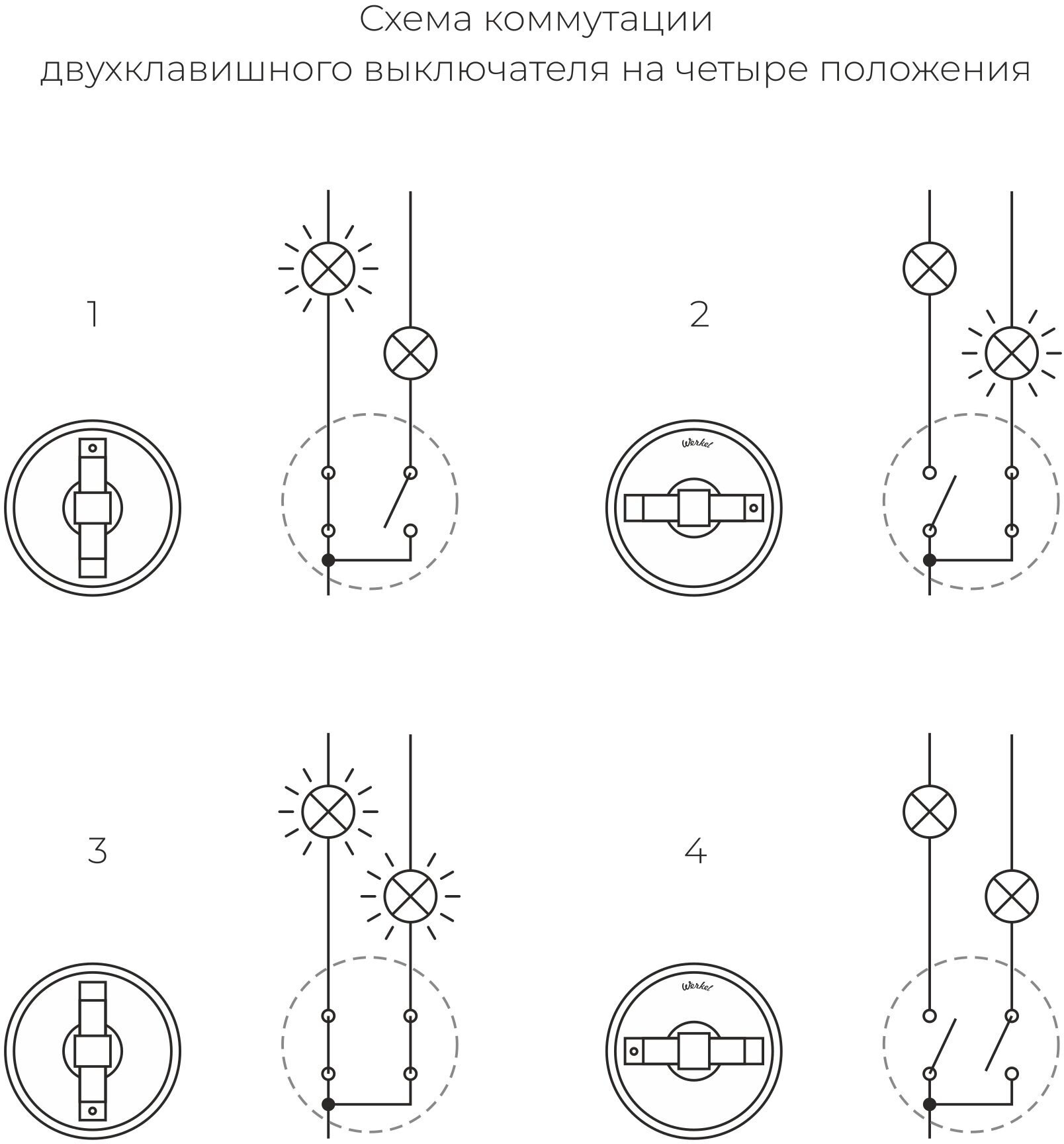Выключатель на 4 положения двухклавишный Werkel a051052 W5620014 - фото №8