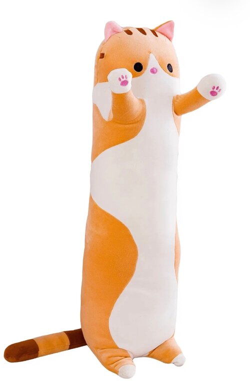 Мягкая игрушка-подушка длинный кот батон коричневый антистресс 110см