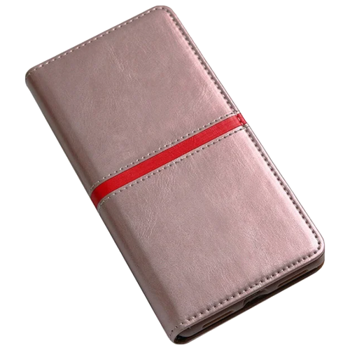 Чехол-книжка MyPads Una Fitto для Samsung Galaxy A5 (2015) SM-A500F розовый с красной полосой чехол книжка mypads для samsung galaxy a5 sm a500f самсунг а5 2015 черный