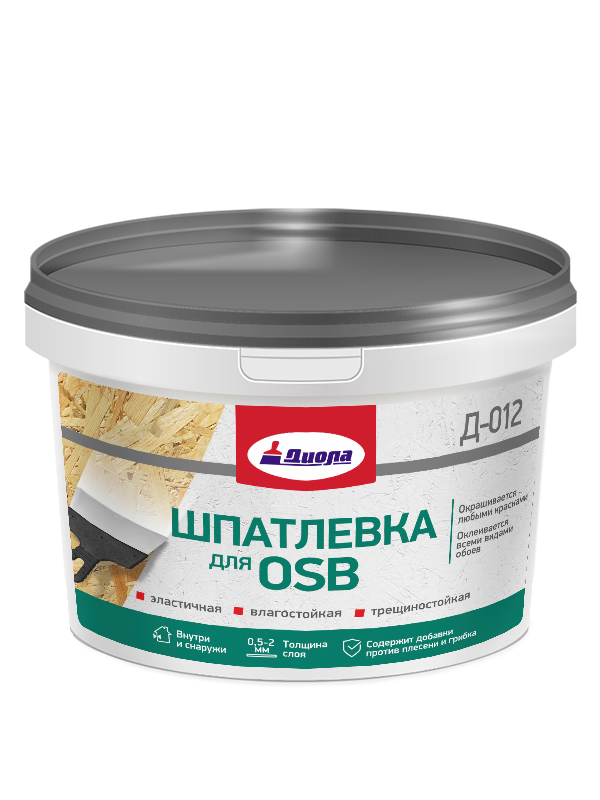 Шпатлевка акриловая влагостойкая для OSB Д-012 Диола 1,5кг белый