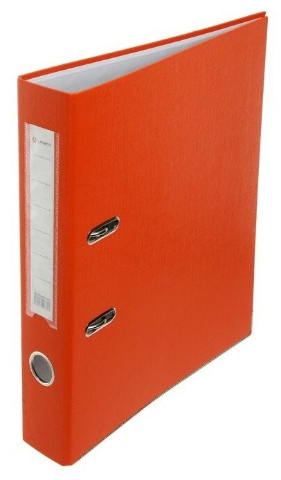 Папка-регистратор А4, 50 мм, PP Lamark, полипропилен, металлическая окантовка, карман на корешок, собранная, оранжевая
