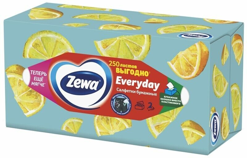 Салфетки косметические Zewa Everyday 2-слойные (250 штук в упаковке) - фотография № 9