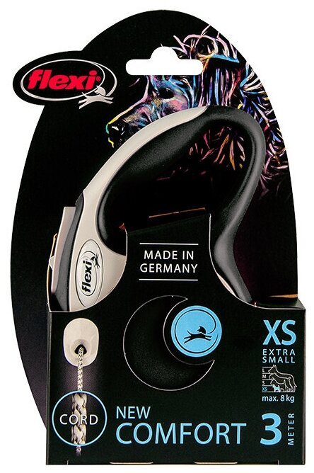 FLEXI NEW COMFORT CORD тросовый поводок рулетка для животных 5 м размер M черный (1 шт) - фотография № 4