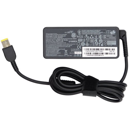 Блок питания, зарядное устройство для ноутбука Lenovo 20V 3.25A 65W штекер прямоугольный ADLX65NDC3A