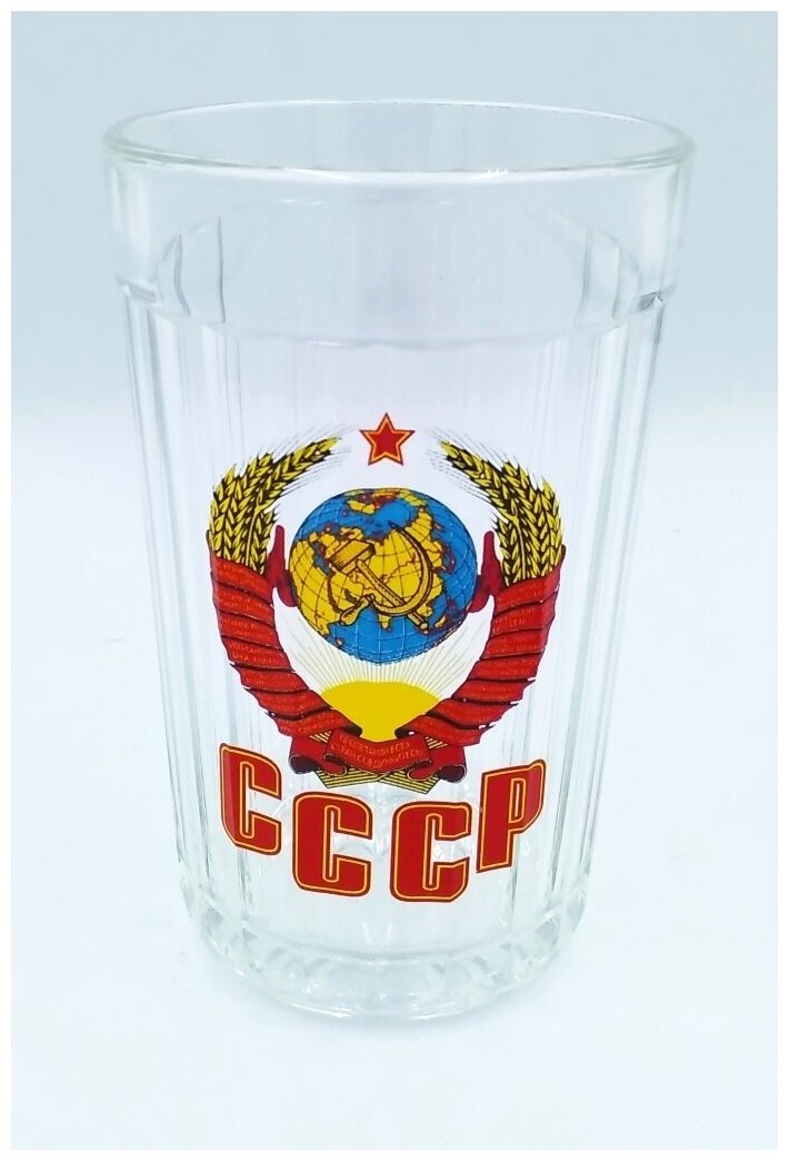 Стакан граненый 250мл Герб СССР стеклянный, прозрачный классический, подарочный универсальный, для воды чая водки