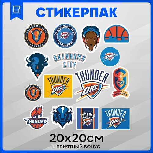 Набор наклеек Стикеры NBA Oklahoma city Thunder 20х20см стикерпак аниме локи 50шт стикеры наклейки