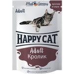 Пауч HAPPY CAT для взрослых кошек с кроликом в соусе, 0,1 кг - изображение