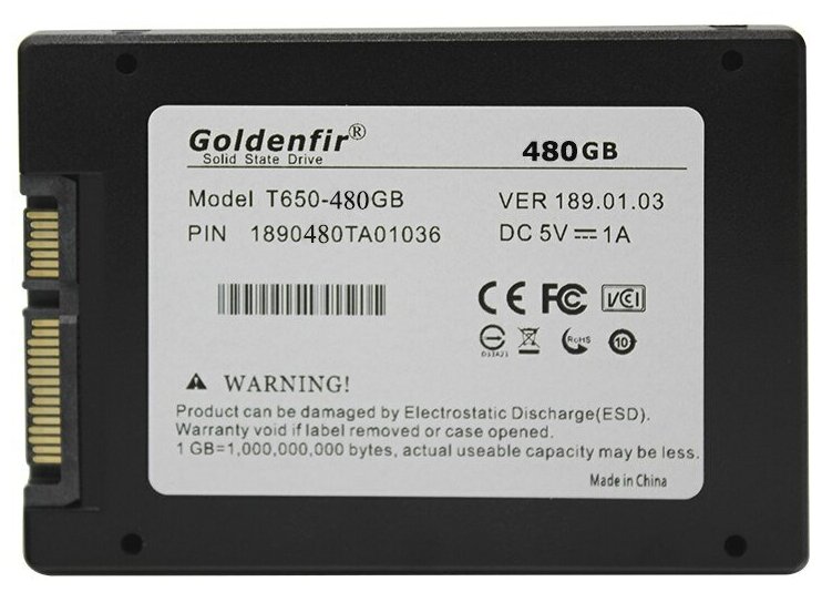 Твердотельный накопитель Goldenfir 480 ГБ SATA T650-480GB черный