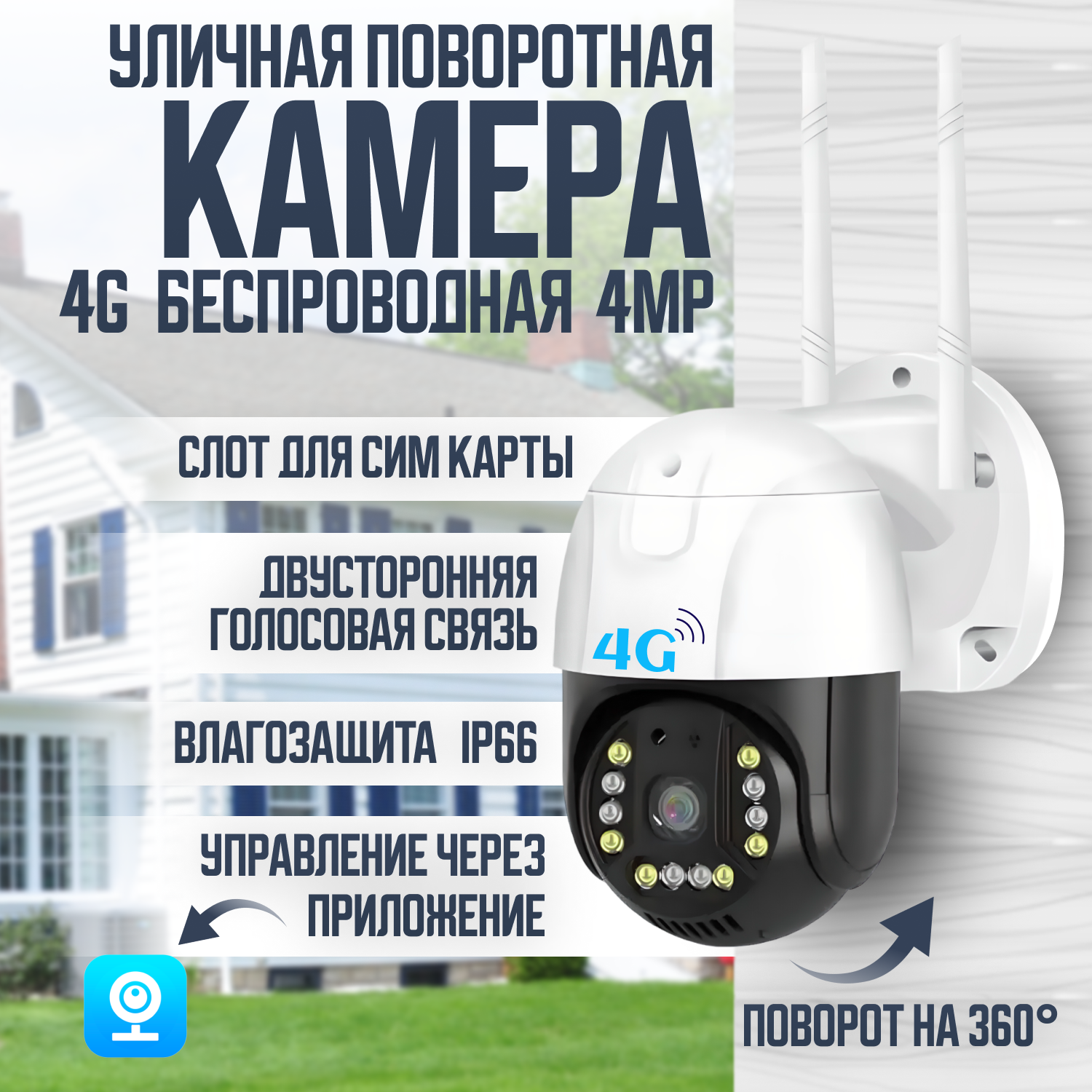 Камера видеонаблюдения уличная с работой от сим карты 4g ip