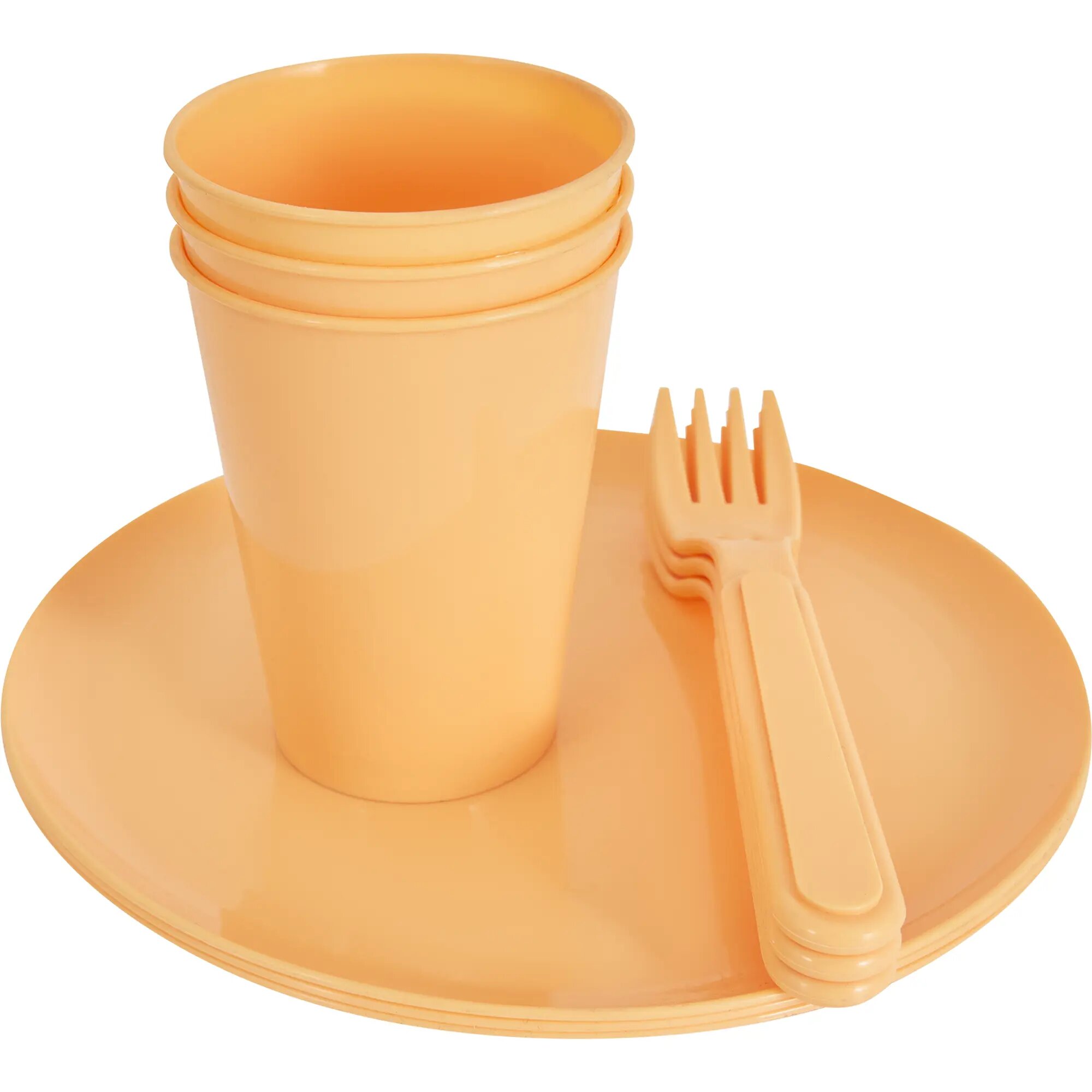 Набор посуды для пикника пластик желтый 9 предметов - фотография № 2