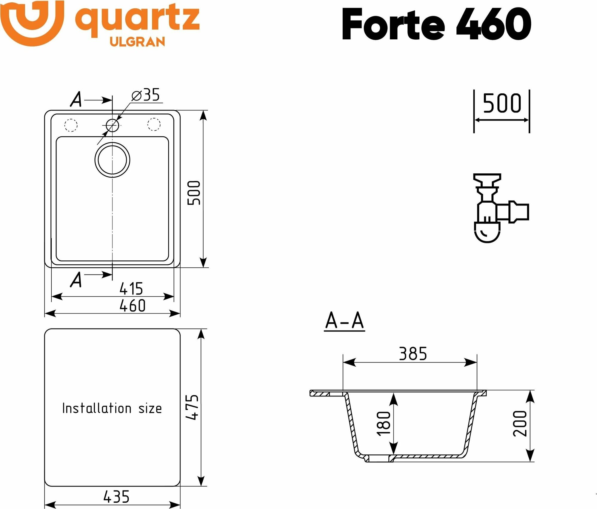 Кухонная мойка Ulgran Quartz Forte 460-04 платина - фотография № 4