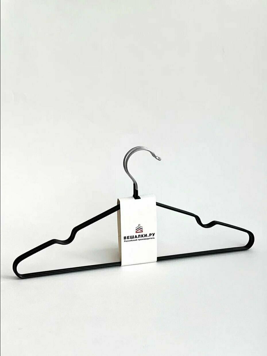 Вешалка-плечики для одежды с противоскользящим покрытием, черные 10 шт - фотография № 2