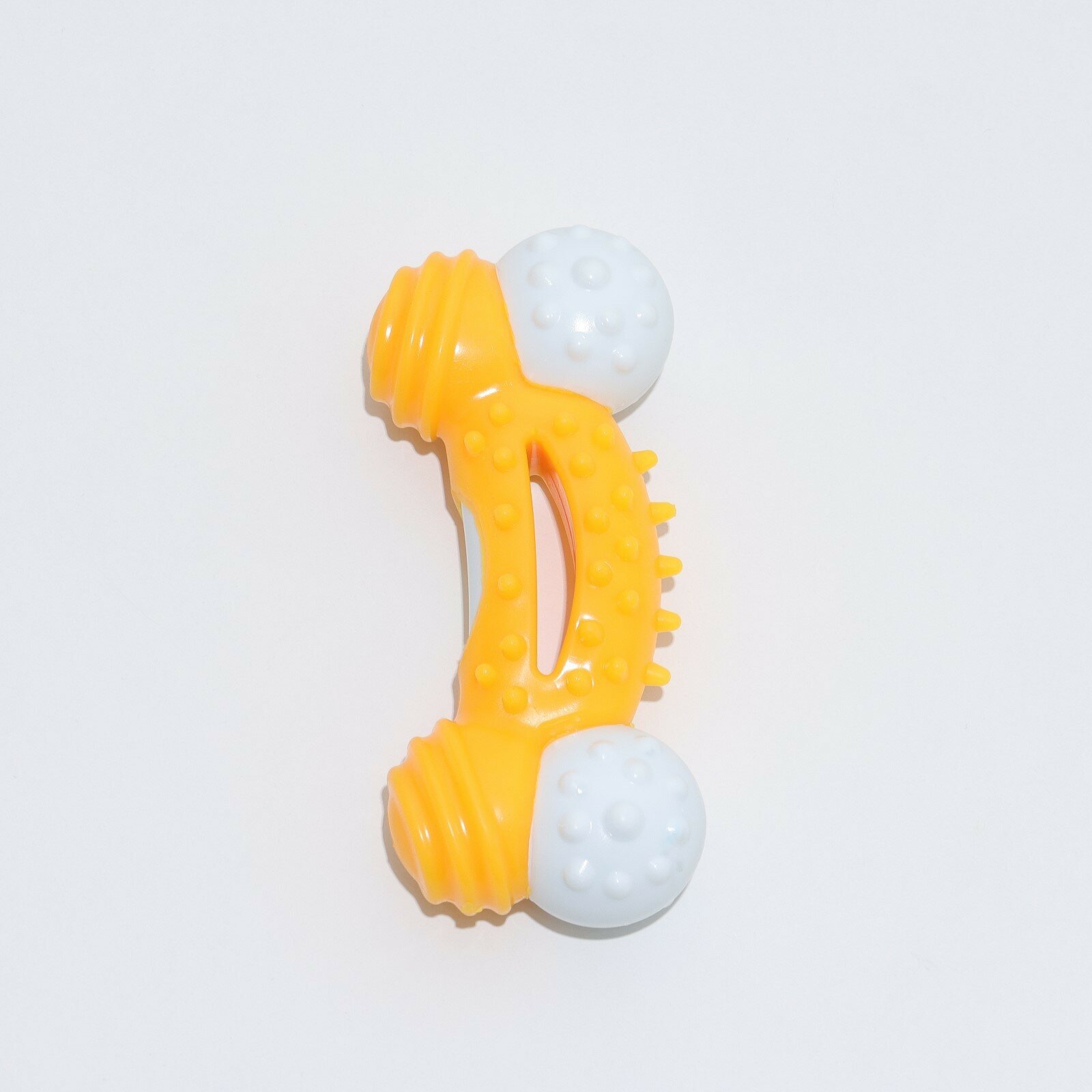 Игрушка двухслойная "Изогнутая кость", 13 см желтая - фотография № 3