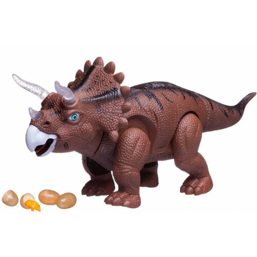 Робот WB-00696 Динозавр-Трицератопс откладывает яйца свет и звук коричневый