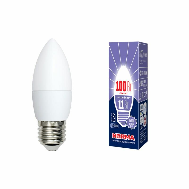 Лампа светодиодная E27 11W 6500K матовая LED-C37-11W/DW/E27/FR/NR UL-00003813 - фотография № 3