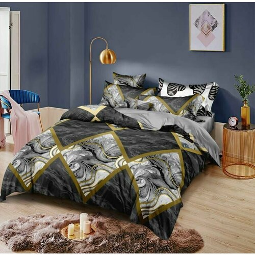 Комплект постельного белья FUANNA, Поплин, Семейный, наволочки 70x70 (2шт)50x70(2шт), пододеяльник на молнии, простыня на резинке