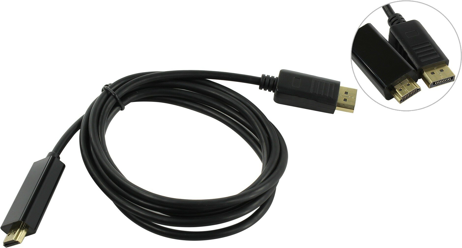 Кабель-адаптер «B&P» DisplayPort (M) -> HDMI (M) 1.8м 2k-4k