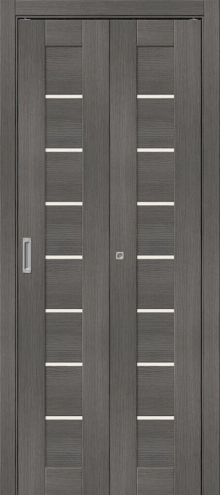 Дверь-Книжка Складная с Экошпоном Bravo Браво-22 Grey Melinga / Magic Fog Межкомнатная 350x2000мм (Полотно 2шт+Коробка+Наличники 5шт+Ручка+Петли+Ролик) / Браво.