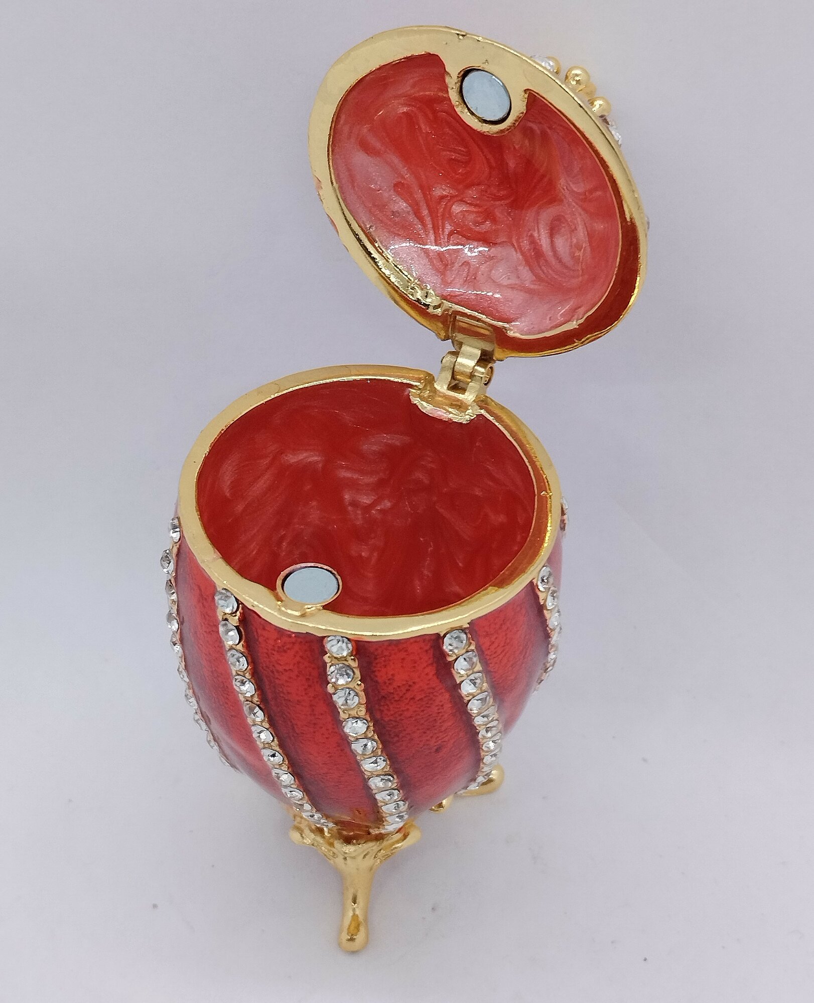 Яйцо Фаберже витое, малое, красное — фото 1