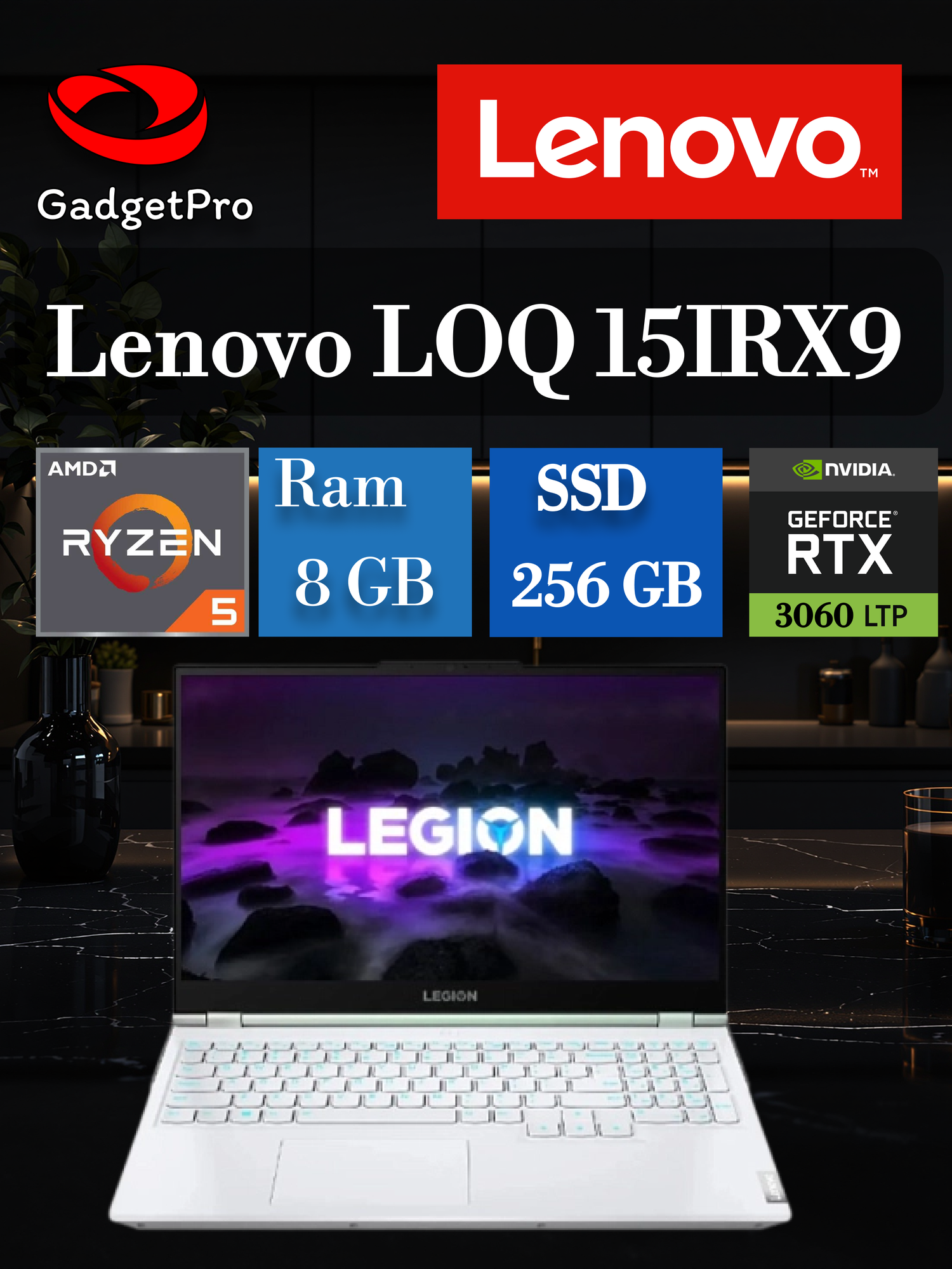 Ноутбук Lenovo Legion 5 15ACH6H 16" WQXGA IPS 165Гц, Ryzen 5 5600H, 8ГБ, SSD 256ГБ, RTX 3060 6ГБ, DOS, подсветка, серый