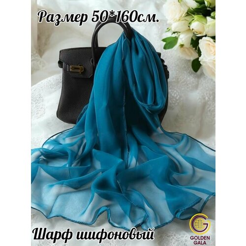 фото Шарф golden gala для женщин,160х50 см, бирюзовый/темно-синий