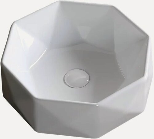 Изображение товара Накладная раковина Ceruttispa CR0057 42 накладная, без отверстия под смеситель, фарфоровая, раковина для ванной, белая, глянцевая