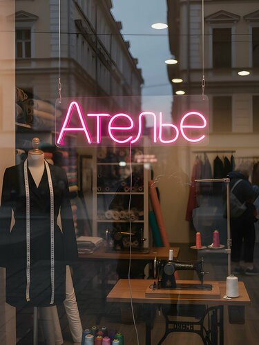 Изображение товара Неоновая вывеска "Ателье" 60 х 20 см, неоновая надпись, LED светильник