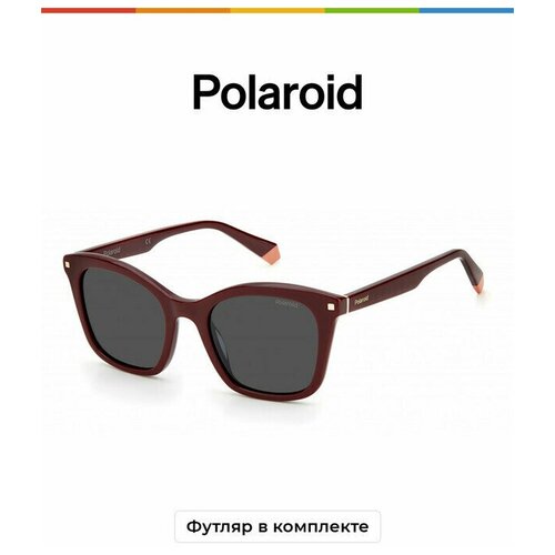 Солнцезащитные очки Polaroid, бордовый, серый солнцезащитные очки polaroid квадратные оправа металл поляризационные с защитой от уф зеркальные для женщин золотой
