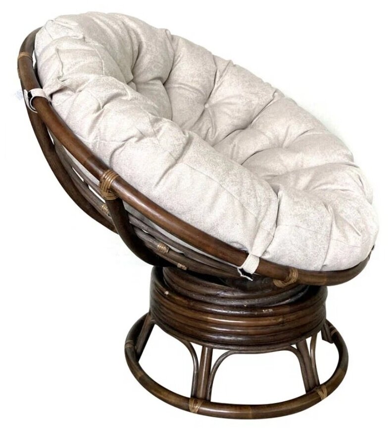 Кресло Папасан вращающийся из натурального ротанга 23/01В с подушкой, цвет темно-коричневый