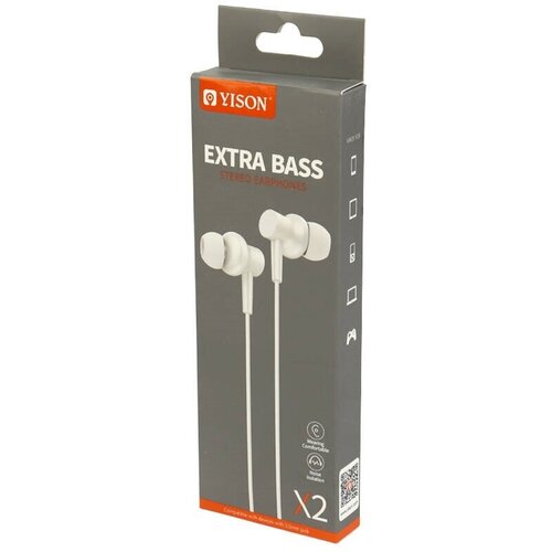 Наушники внутриканальные с микрофоном Yison X2 35mm Audio Pin 12m кабель белый 24500₽