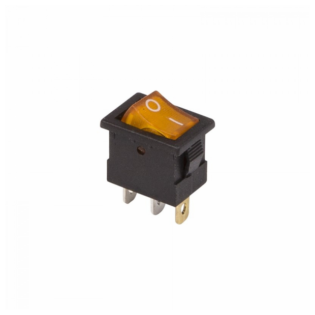 Выключатель Rexant клавишный 12V 15А (3с) ON-OFF желтый с подсветкой Mini (RWB-206-1, SC-768) - фото №1