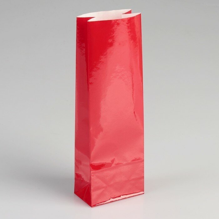 Пакет бумажный фасовочный, глянцевый, красный, 7 х 4 х 21 см(20 шт.)