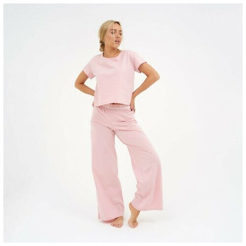 Пижама , брюки, футболка, размер 44, розовый