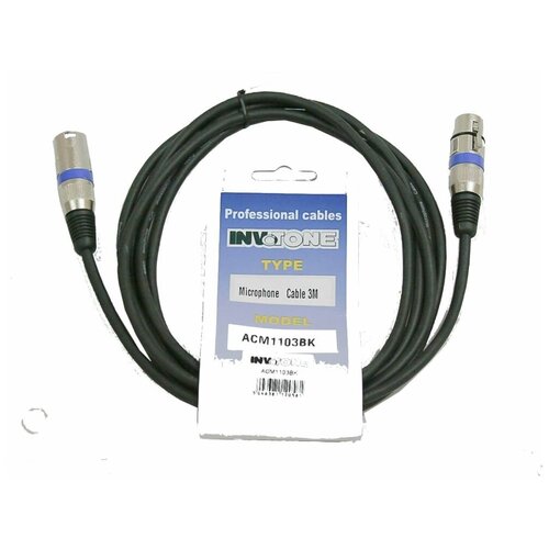 Invotone ACM1103BK Микрофонный кабель, XLR F <-> XLR M длина 3 м (черный) invotone acm1103bk