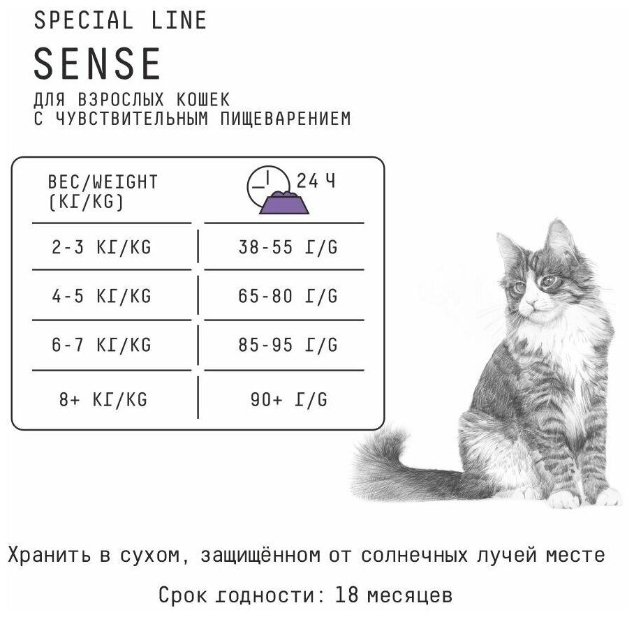 Сухой корм Айо Sense низкозерновой для кошек с чувствительным пищеварением 400 гр - фотография № 6