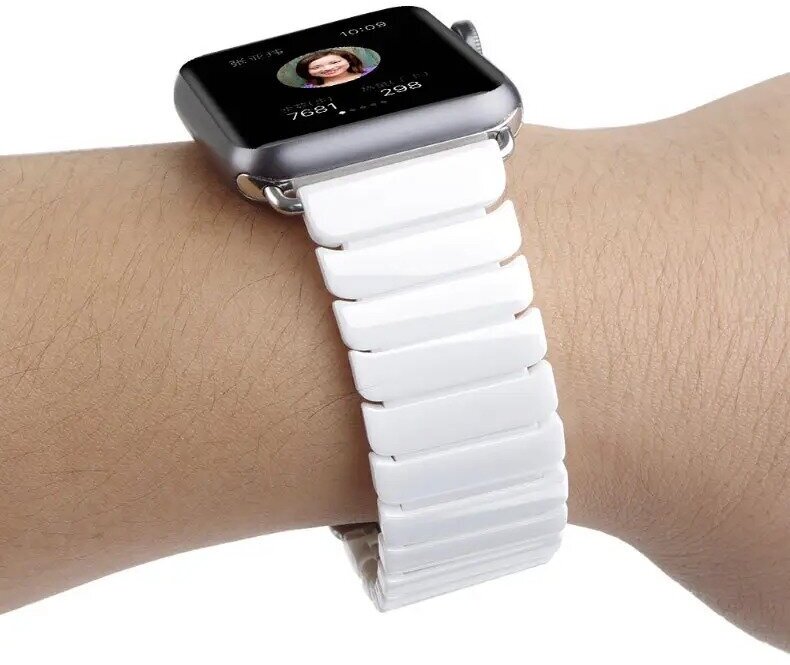 Ремешок для Apple Watch 42/44/45/49 mm Ceramic Watch band керамический белый