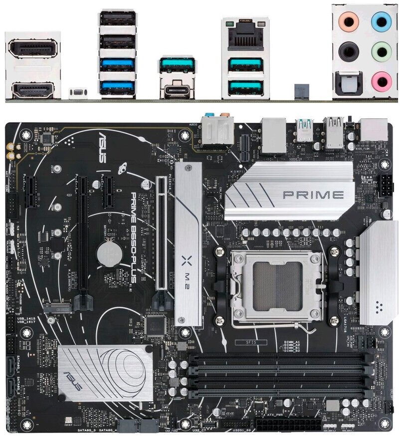 Материнская плата ASUS Prime B650-Plus B650 Socket AM5 4xDDR5, 4xSATA3, RAID, 2xM.2, 2xPCI-E16x, 5xUSB3.2, 1xUSB3.2 Type C, DP, HDMI, 2.5Glan, ATX