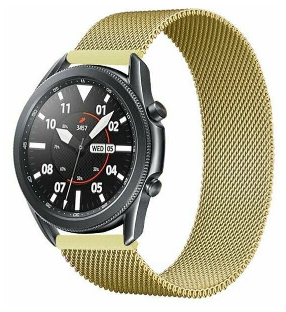 Универсальный металлический ремешок для смарт-часов Xiaomi, Amazfit, Huawei, Samsung Galaxy Watch, Garmin 22 мм, золотой
