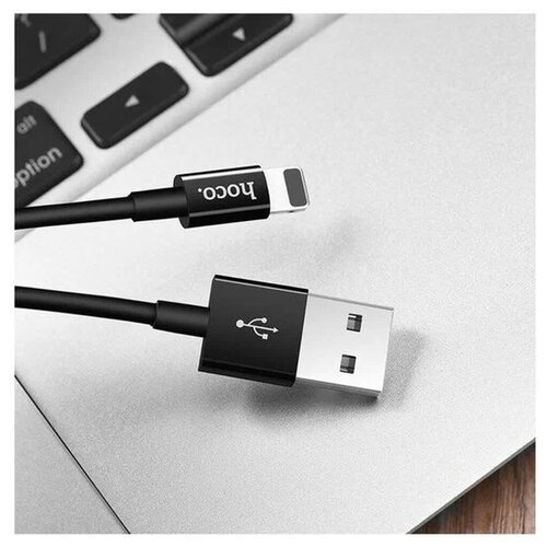 Кабель USB - Apple 8 pin HOCO X23 Skilled, 1 м, круглый, 2.1 A, силикон, чёрный