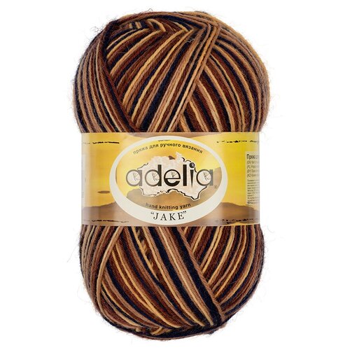 Пряжа ADELIA JAKE 75 % шерсть, 25 % нейлон 5 шт. х 100 г 400 м ± 15 м №26 т. синий-песочный-св. коричневый-коричневый