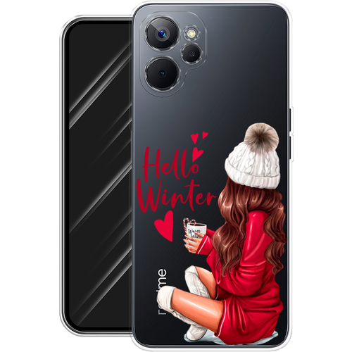 Силиконовый чехол на Realme 10T 5G / Реалми 10Т 5G Hello winter, прозрачный силиконовый чехол на realme 10t 5g реалми 10т 5g фон соты синие