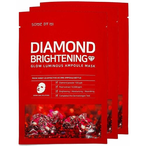 SOME BY MI Ампульная тканевая маска для лица с алмазной пудрой DIAMOND BRIGHTENING GLOW LUMINOUS AMPOULE MASK 10шт 25 мл some by mi маска тканевая ампульная diamond brightening calming glow luminous ampoule mask 25 мл