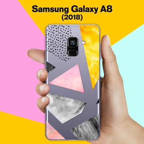 Силиконовый чехол на Samsung Galaxy A8 (2018) Треугольники / для Самсунг Галакси А8 2018 противоударный силиконовый чехол желтая роза на samsung galaxy a8 2018 самсунг галакси а8 2018